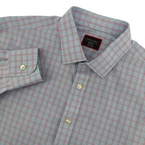 UNTUCKit Mens Medium Wrinkle Free Blue Pink Plaid Button Down‎ Shirt 100 Cotton